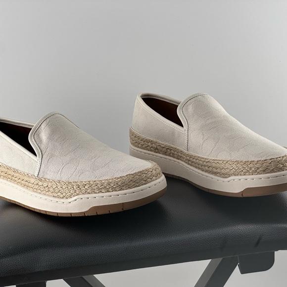 Coach White Tan Espadrille Slip-Ons - Picture 6 of 13